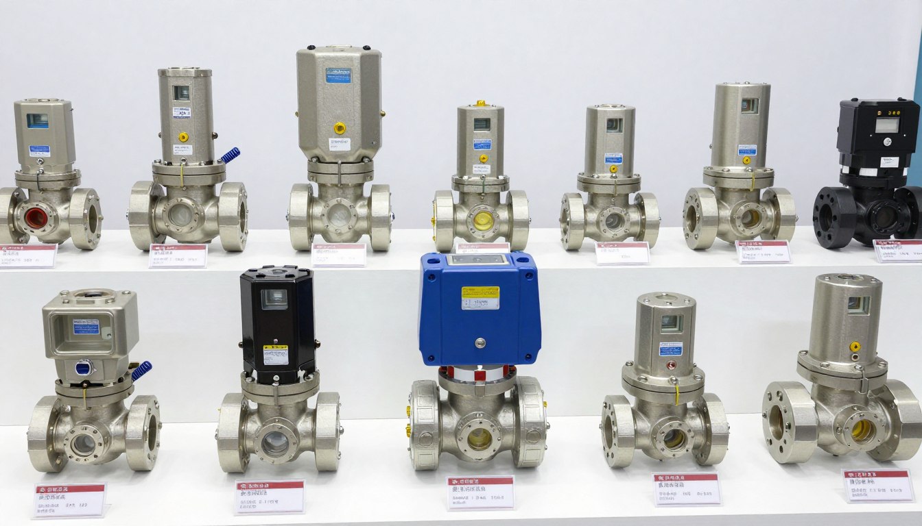 Électrovannes industrielles variées avec étiquettes de prix