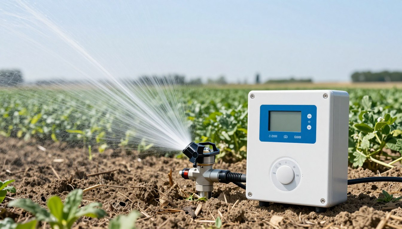 Système d'arrosage automatique avec électrovanne installée sur un réseau d'irrigation professionnel