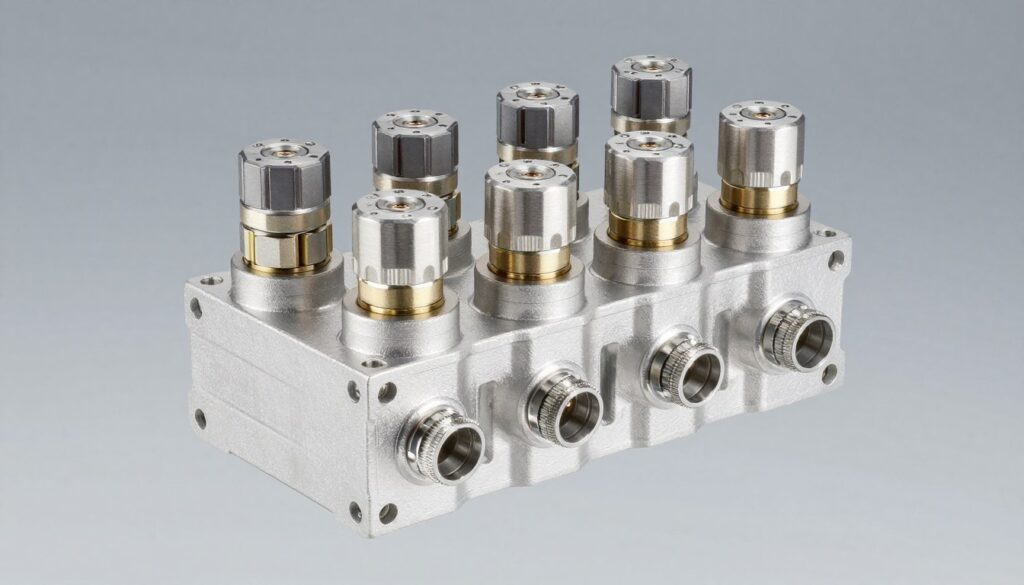 Bloc de distribution hydraulique avec électrovannes intégrées