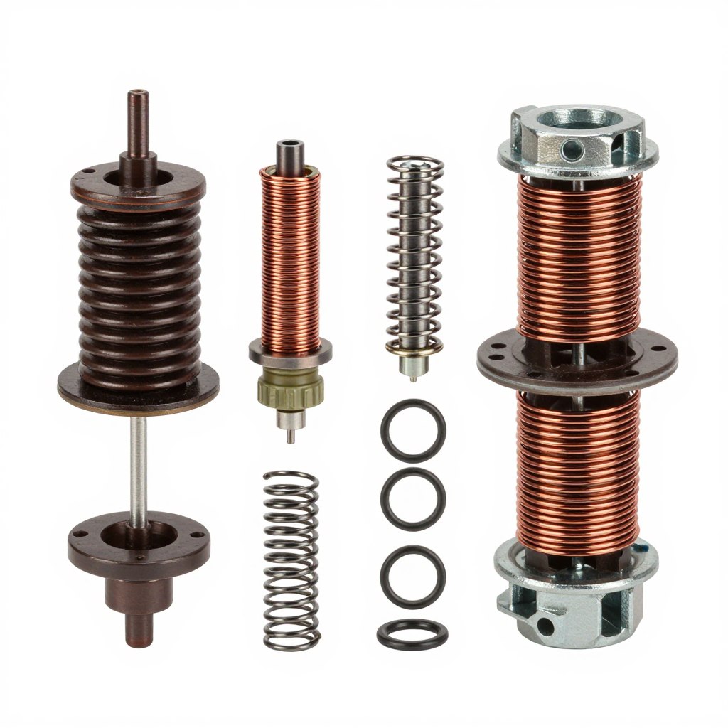 Bobine électrovanne démontée montrant noyau et ressort Bobine électrovanne démontée montrant noyau et ressort
