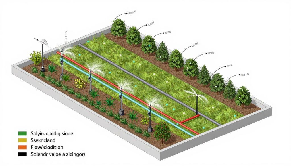Calcul débit zone irrigation arroseurs électrovanne