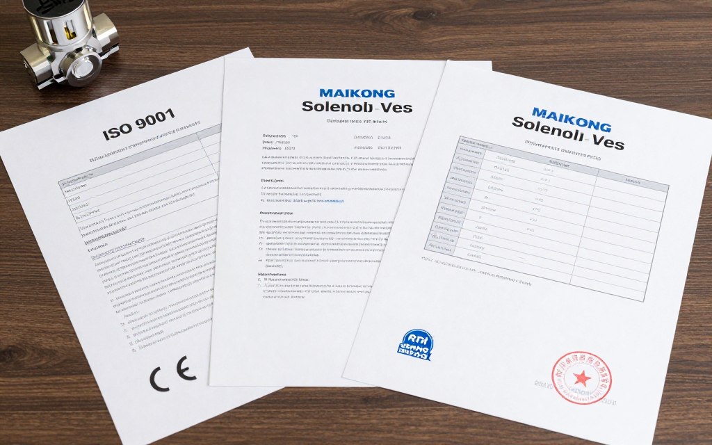 Certificats normes ISO CE RoHS électrovanne MAIKONG qualité