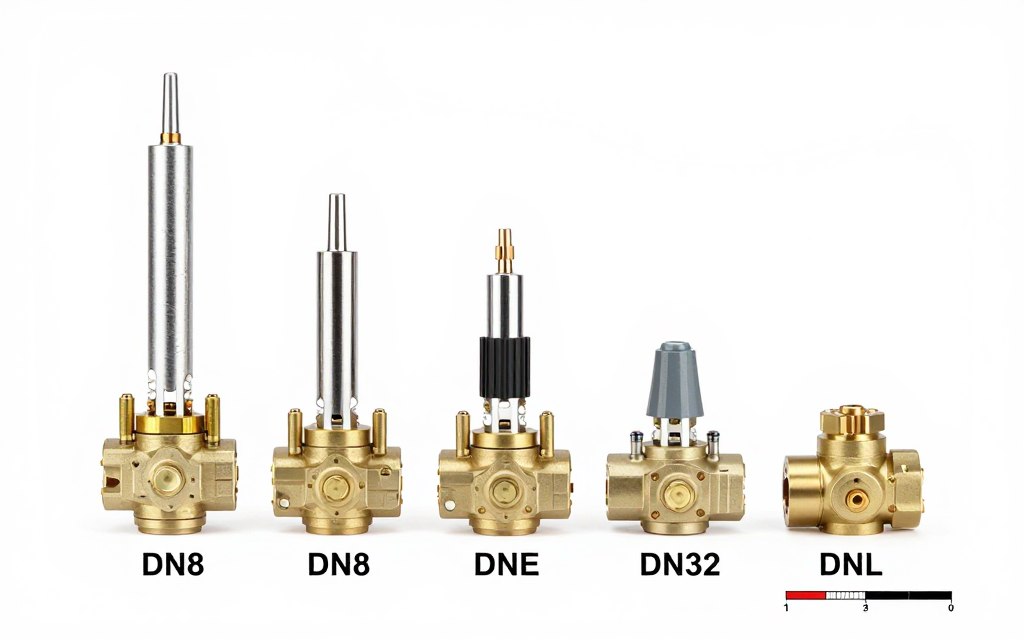 Comparaison de différents diamètres d'électrovannes hydrauliques 12V