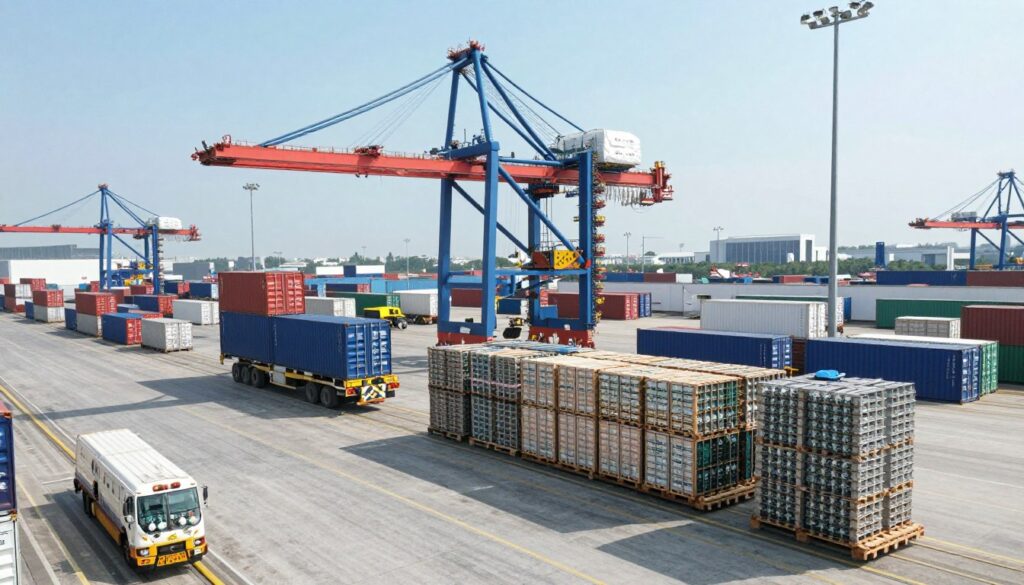 Container maritime chargement palettes électrovannes export France