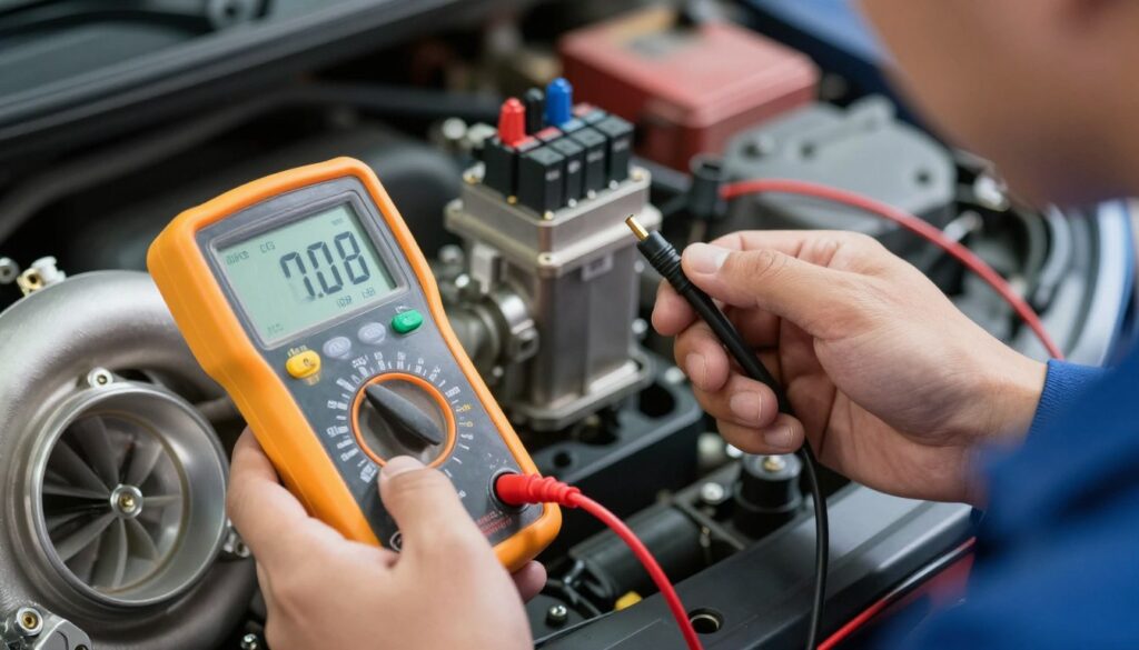 Diagnostic électrique fusible électrovanne turbo avec multimètre