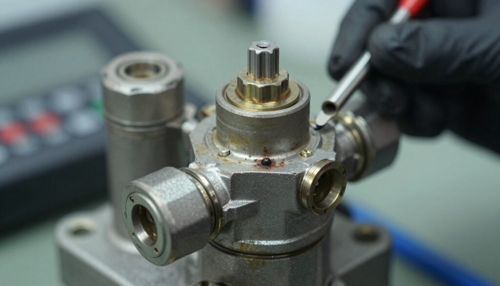 Diagnostic visuel d'une électrovanne de pompe injection présentant des symptômes de défaillance