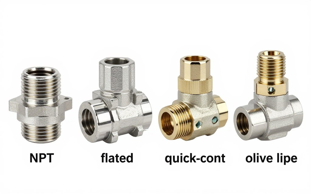 Différents types de connexions pour vannes électriques : filetage, bride, raccord rapide, olive Différents types de connexions pour vannes électriques : filetage, bride, raccord rapide, olive