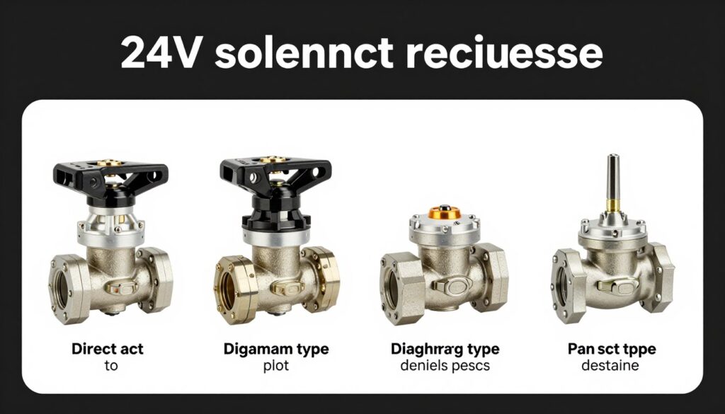Différents types électrovannes 24V action directe pilotée diaphragme