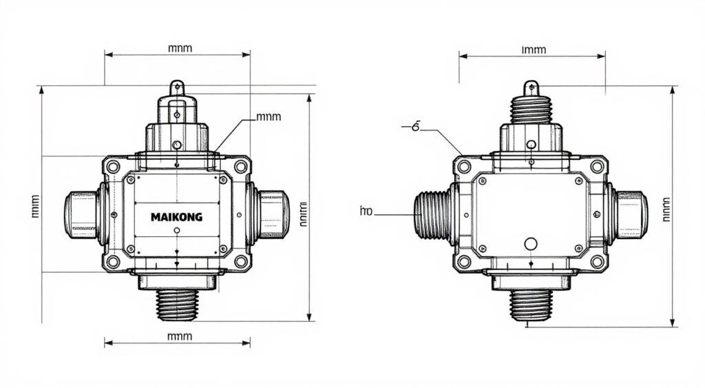 Dimensions techniques détaillées électrovanne canister MAIKONG avec cotations