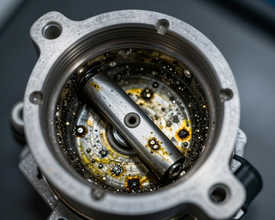 Électrovanne déphaseur encrassée particules métalliques huile moteur usure interne