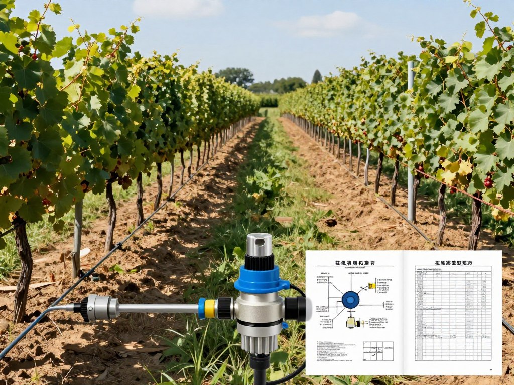 Électrovanne irrigation goutte à goutte vignoble rangées vignes