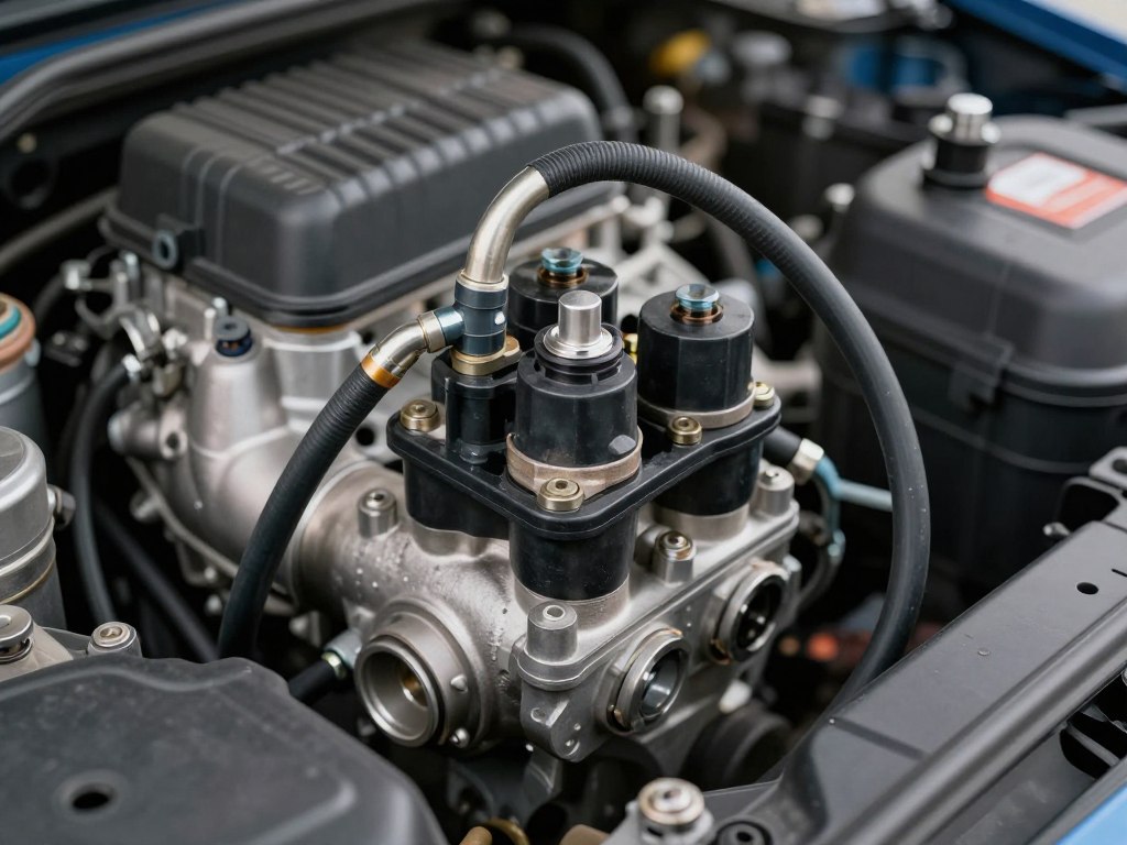 Électrovanne turbo automobile montée sur moteur diesel HDI Électrovanne turbo automobile montée sur moteur diesel HDI