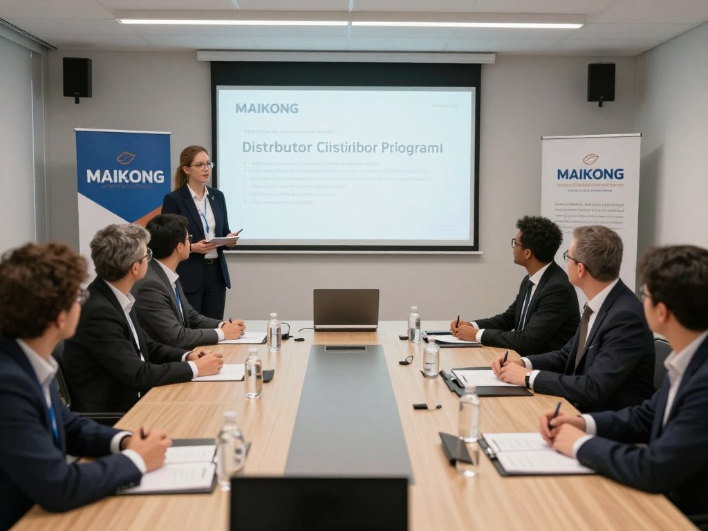 Équipe commerciale MAIKONG présentant programme distributeur