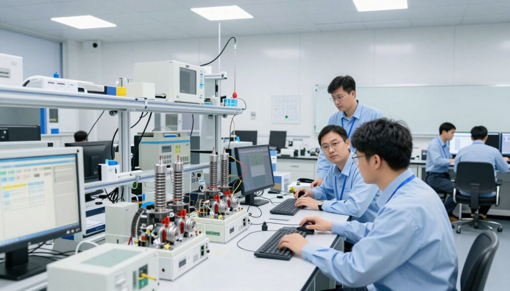 Équipe ingénieurs MAIKONG laboratoire R&D électrovannes innovation