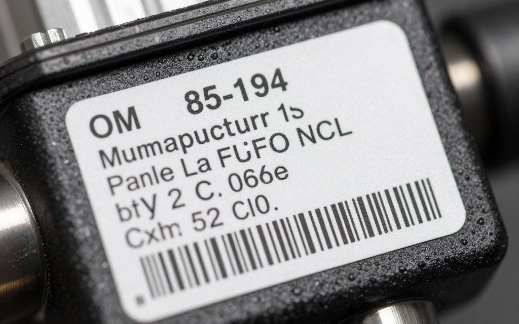 Étiquette référence électrovanne avec codes OEM et numéros pièce constructeur