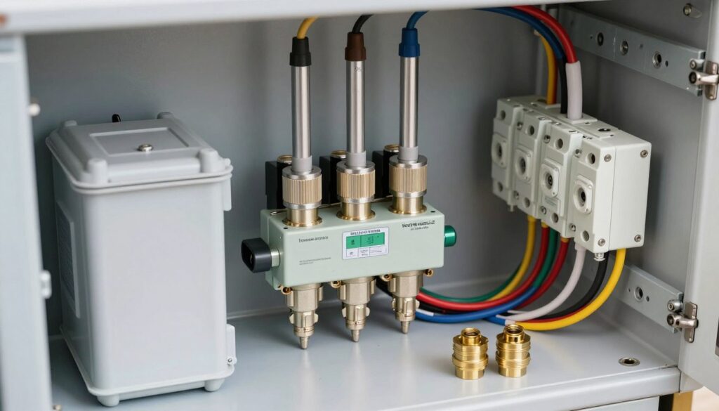 Installation électrique professionnelle d'électrovannes hydrauliques 12V