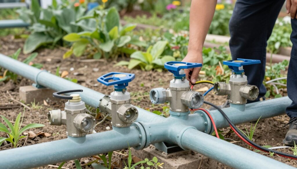 Installation électrovanne 24V sur collecteur irrigation automatique jardin
