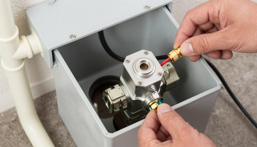 Installation professionnelle d'électrovanne dans regard d'irrigation