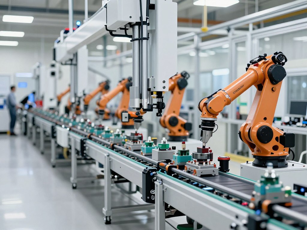 Ligne de production automatisée avec électrovannes hydrauliques