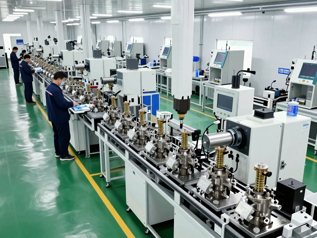 Ligne de production d'électrovannes dans une usine moderne