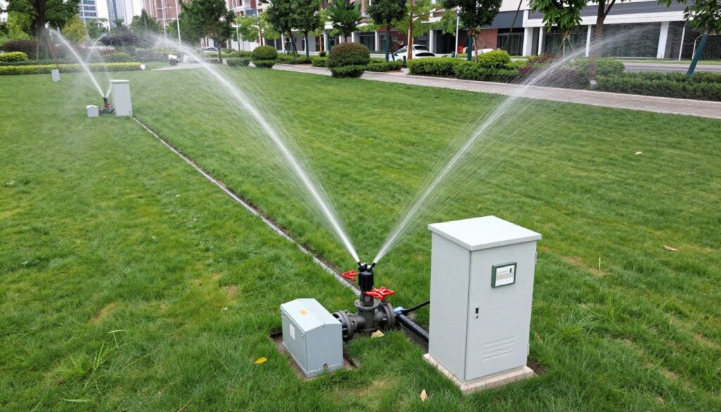 Parc public arrosage automatique programmateur central électrovannes 24V