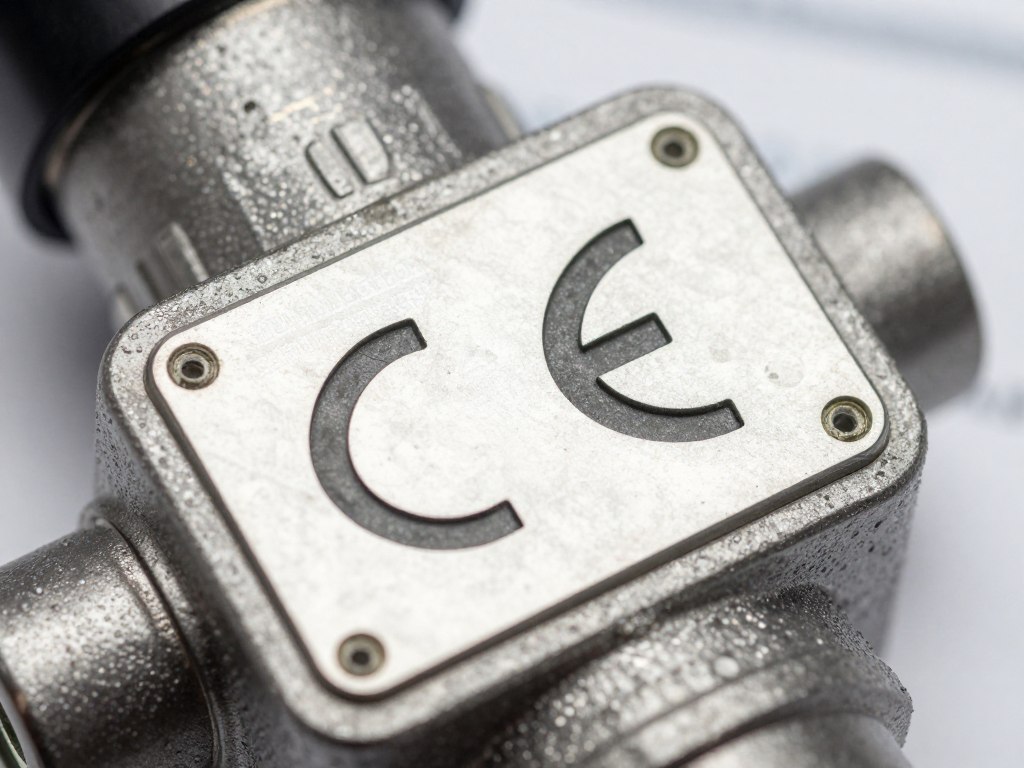 Plaque de certification CE sur électrovanne hydraulique 12V