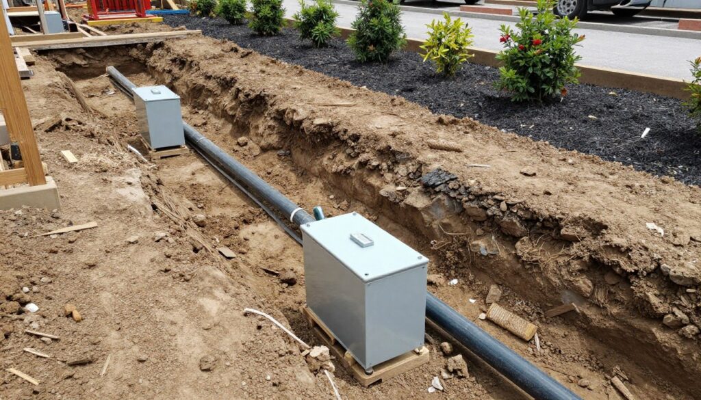 Préparation site installation électrovannes irrigation regards