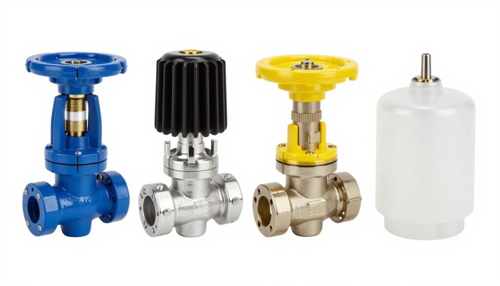 Quatre vannes électriques spécialisées pour eau, air, gaz et produits chimiques Quatre vannes électriques spécialisées pour eau, air, gaz et produits chimiques