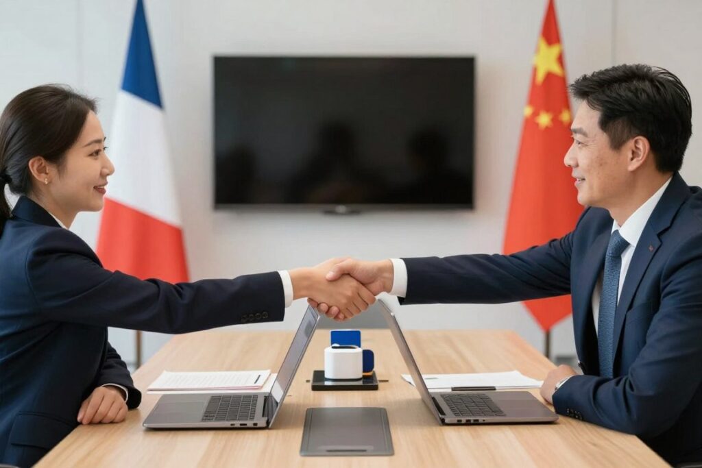 Réunion d'affaires entre représentants français et chinois