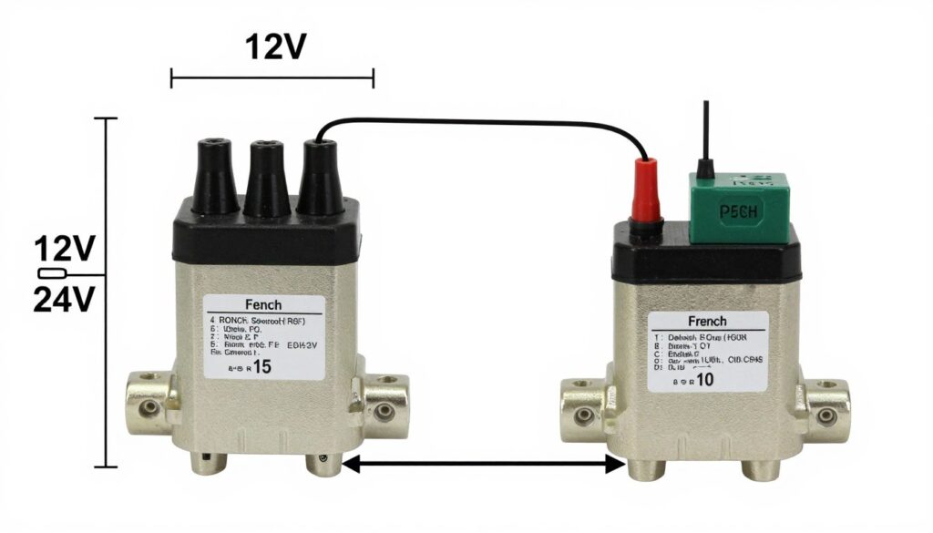 Schéma électrique de câblage électrovanne 12V et 24V