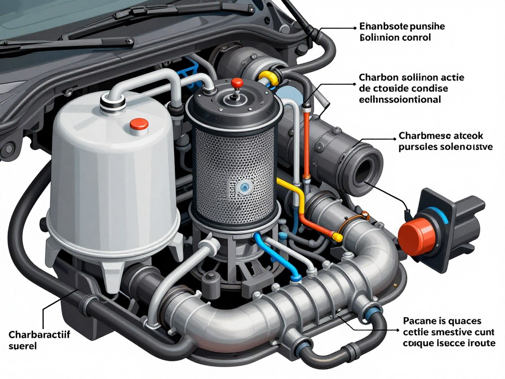 Schéma technique du système canister automobile avec électrovanne de purge