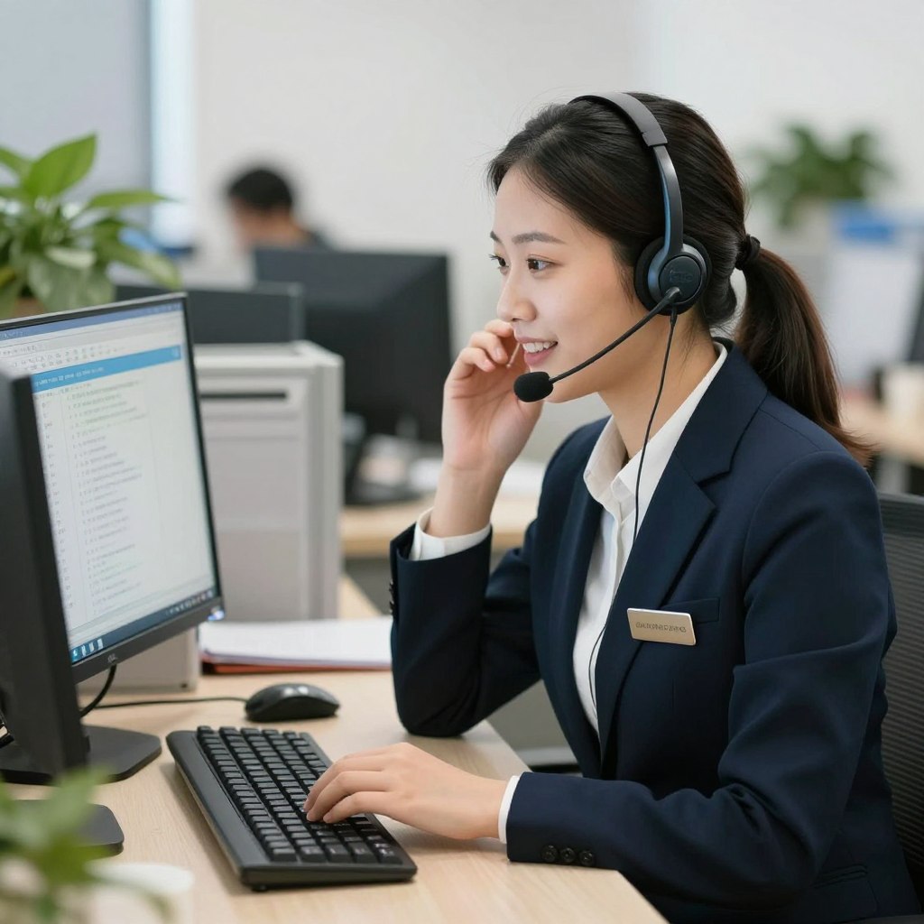 Service client MAIKONG répondant aux demandes techniques par téléphone