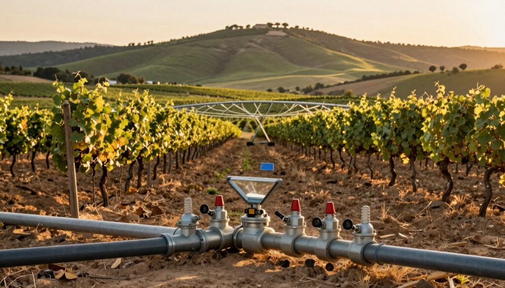Système d'irrigation de vignoble avec électrovannes hydrauliques 12V