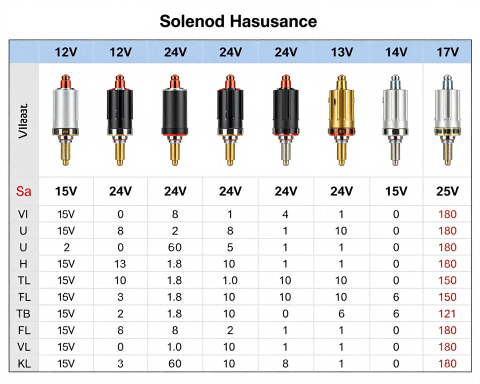 Tableau de diagnostic montrant différentes valeurs de résistance pour électrovannes Tableau de diagnostic montrant différentes valeurs de résistance pour électrovannes