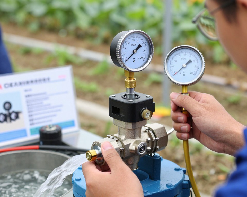 Test de mise en service d'une électrovanne hydraulique 12V avec manomètre