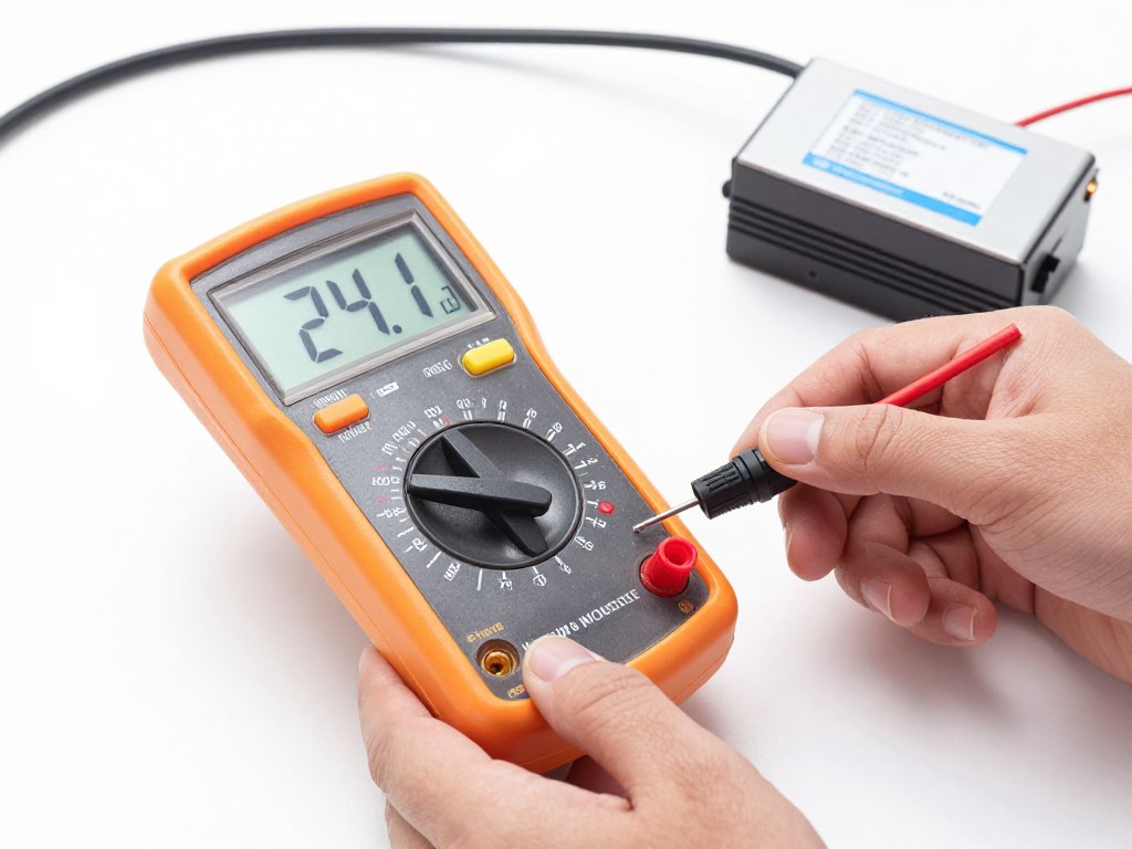 Test multimètre tension électrovanne 24V irrigation programmateur