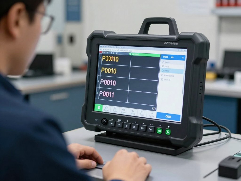 Valise diagnostic OBD branchée véhicule lecture codes défaut électrovanne VVT automobile