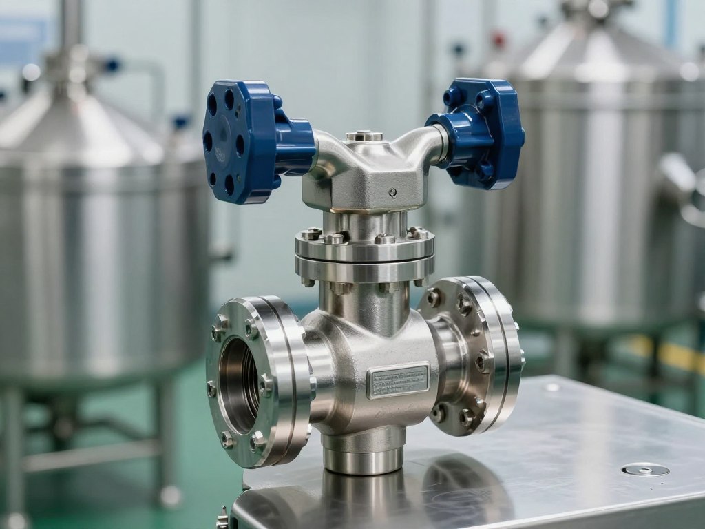 Vannes électriques en acier inoxydable poli sur ligne de production alimentaire aseptique Vannes électriques en acier inoxydable poli sur ligne de production alimentaire aseptique