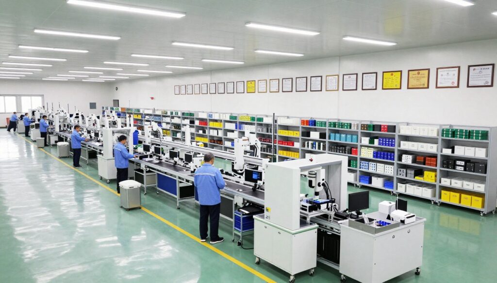 Vue panoramique des installations de production MAIKONG avec lignes d'assemblage modernes