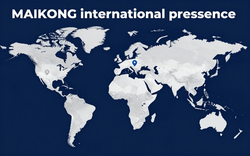 carte mondiale montrant la présence internationale de MAIKONG dans 45 pays