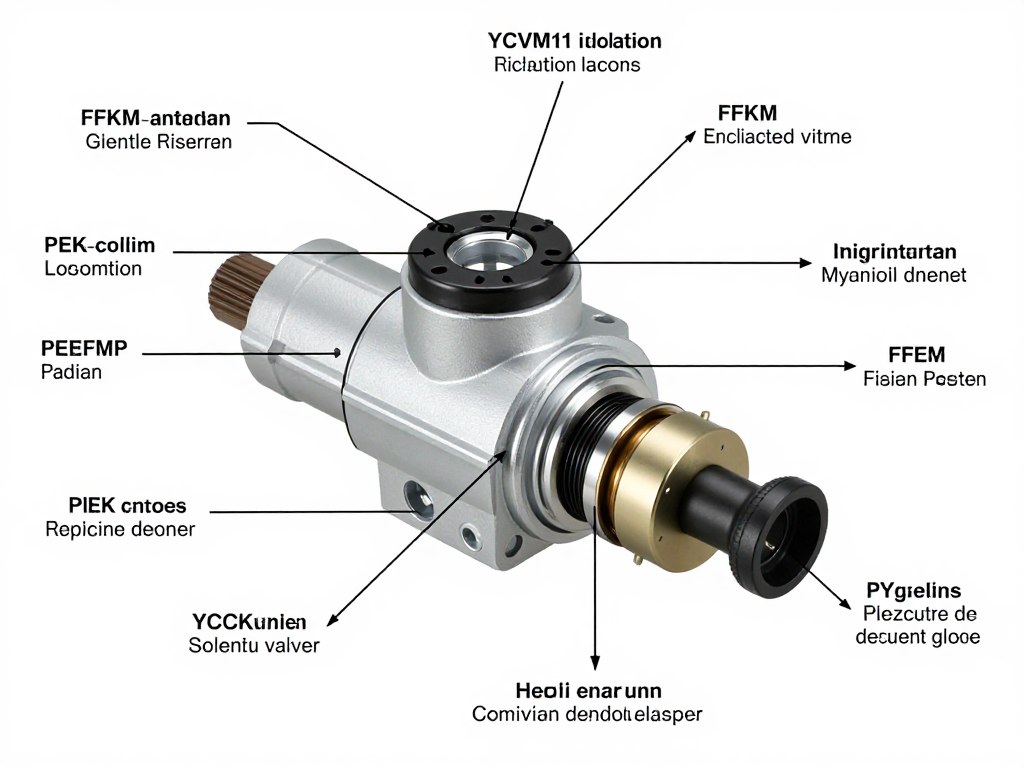 électrovanne YCVM11 isolation PEEK vue éclatée électrovanne YCVM11 isolation PEEK vue éclatée