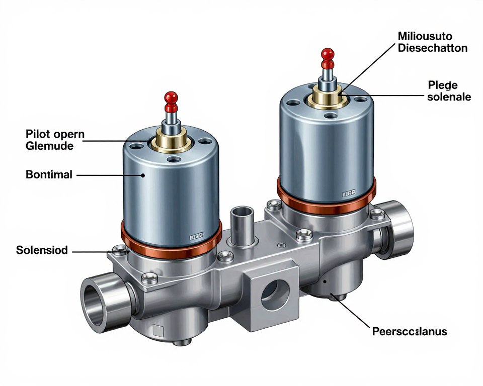 électrovanne pneumatique servo-assistée mécanisme interne
