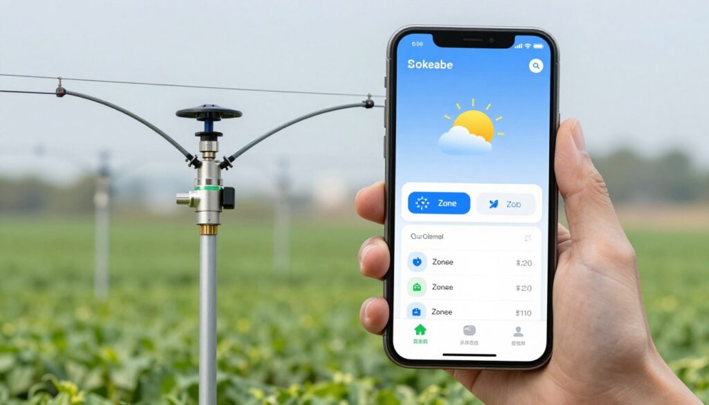 interface smartphone de contrôle d'irrigation avec électrovannes connectées
