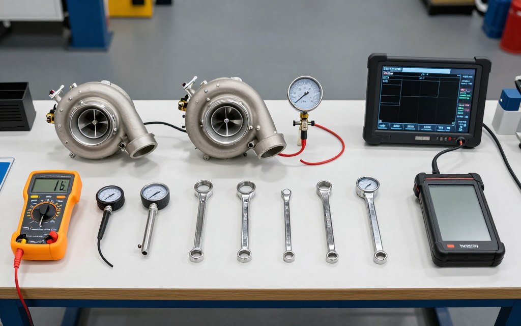 outillage diagnostic électrovanne turbo en atelier automobile