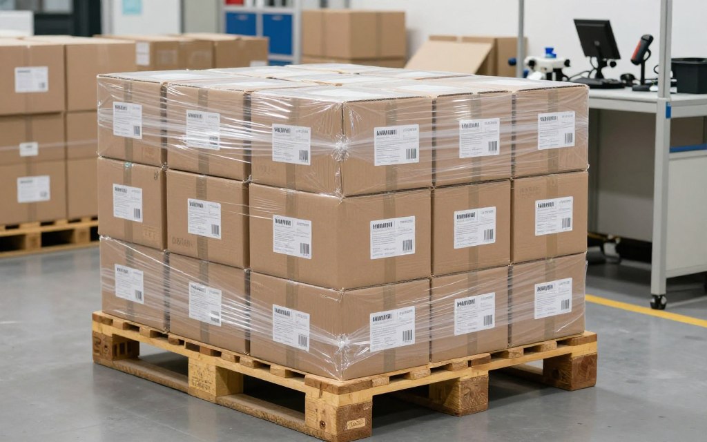 packaging électrovanne maikong carton export palettisation