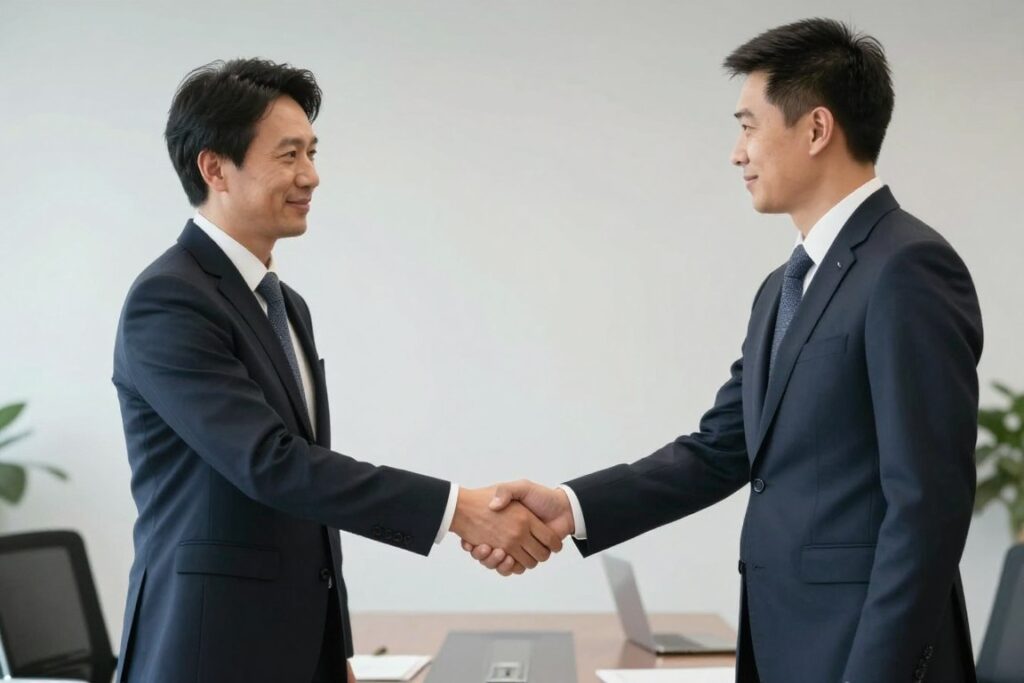 partenariat commercial MAIKONG distributeur français handshake partenariat commercial MAIKONG distributeur français handshake