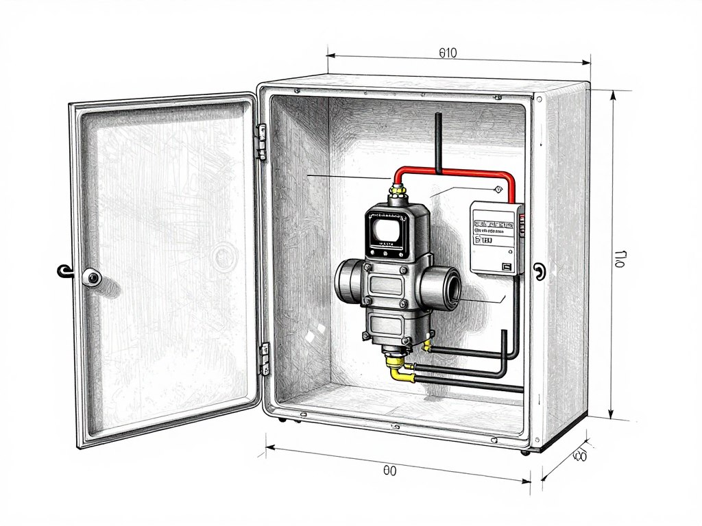 schéma d'installation électrovanne dans regard enterré avec câblage et raccordements