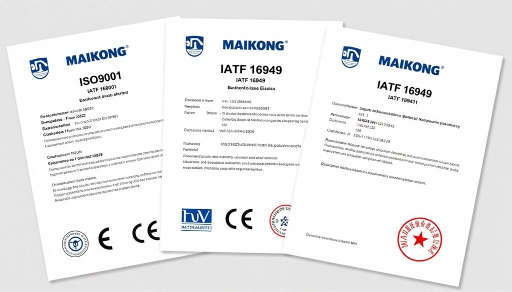 Certificats de conformité ISO IATF CE TUV MAIKONG