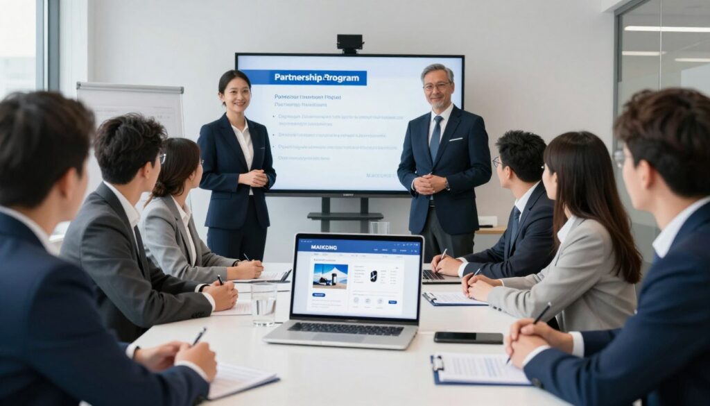 Équipe commerciale MAIKONG présentant programme partenaire distributeur